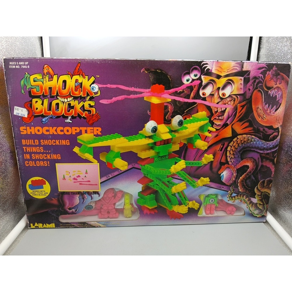 Vintage Larami Shock Blocks Shockcopter Building Set 7945-0 Lego Compatible 1990